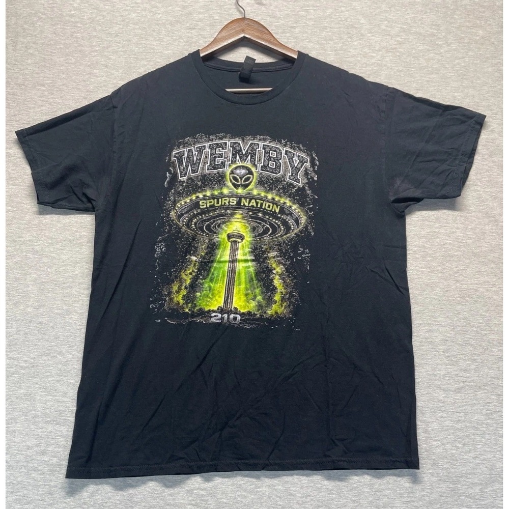 San Antonio Spurs T Shirt Mens L Black Victor Wembanyama Gildan Basketball NBA